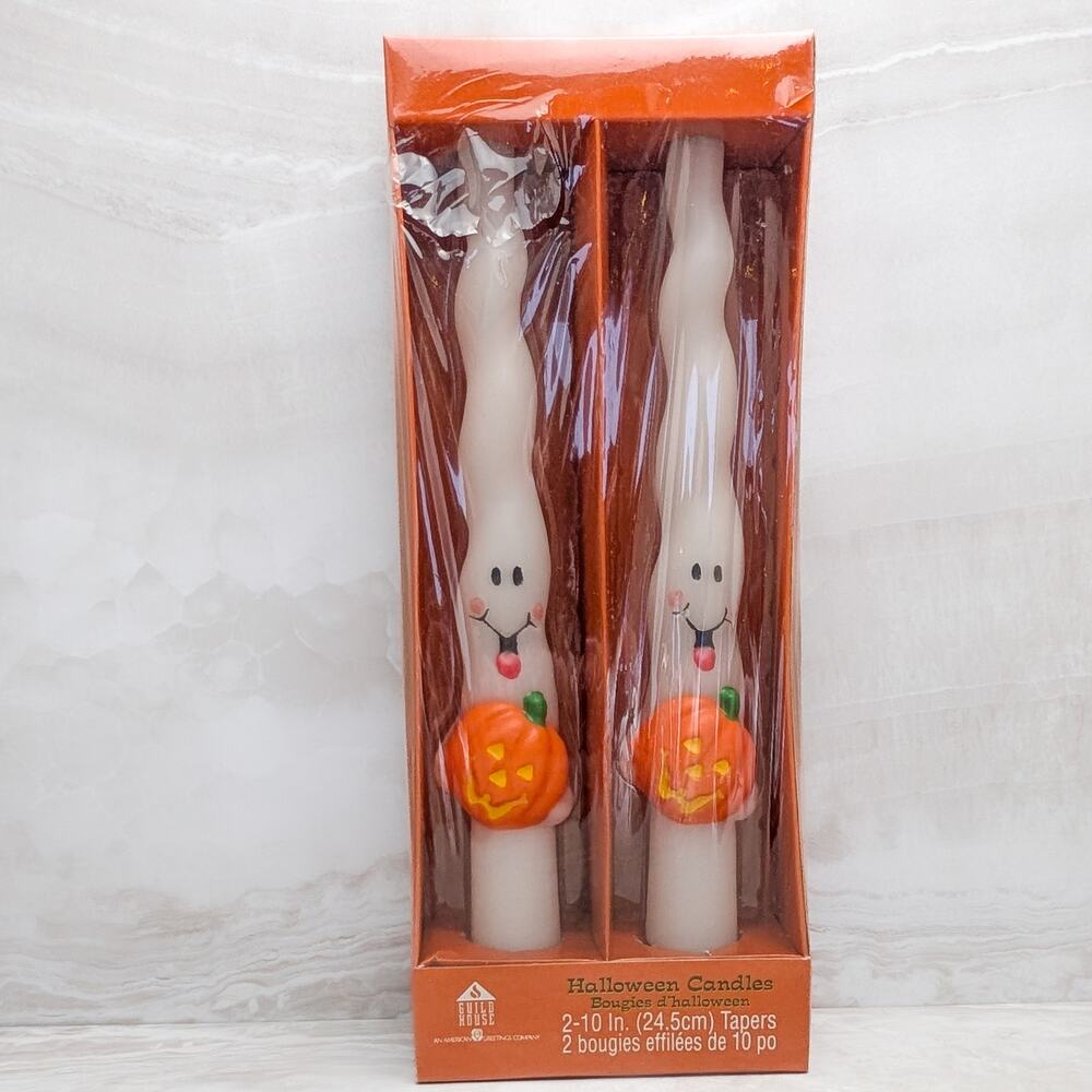 Set of 2 10" Vintage American Greetings Halloween Taper Candles Ghost
